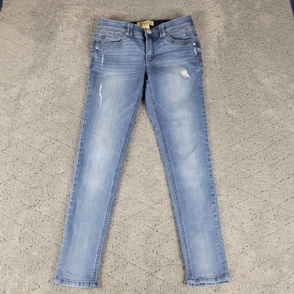 Democracy Jeans Womens 4 Blue Ab Technology Skinny Distressed‎ Shaping Stretch